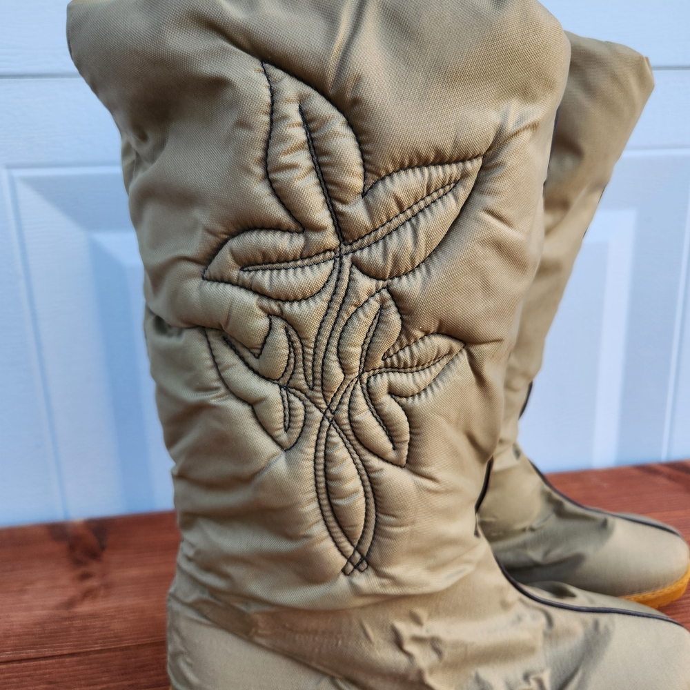 80's Tan Winter Western Boots- Sz 8 - Picture 2 of 10